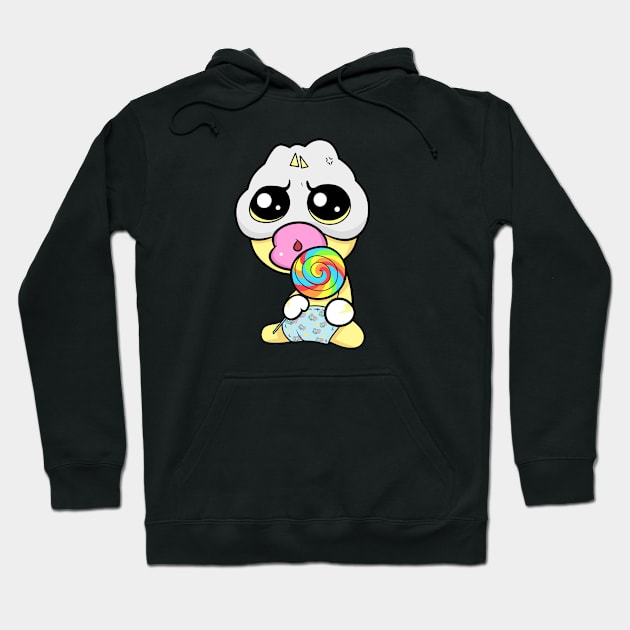 Cute Slluks character is ready for his rainbow candy illustration Hoodie by slluks_shop